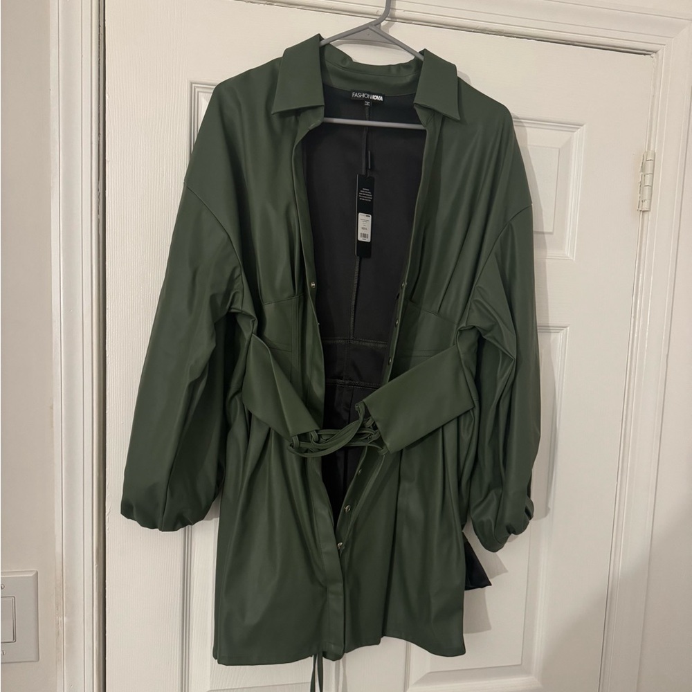 Belted leather dress